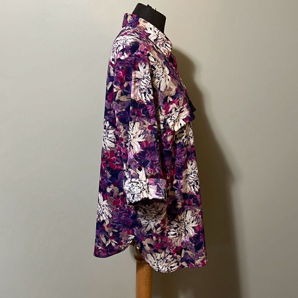 White Stag Women's Multicolor Floral Print Button-Up Blouse Size XL (16-18) - Picture 8 of 11